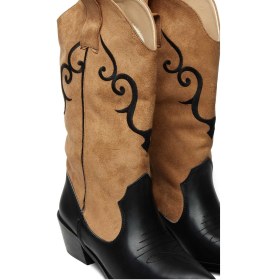 Resim Bestello Bağcıksız Neolit Taban Western Bot 281-277 Kadın Bot Sıyah-tarcın Suet 