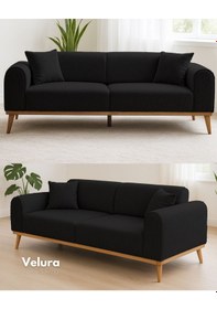 Resim Valo Üçlü Kanepe & 3' Lü Koltuk - Siyah Siyah 