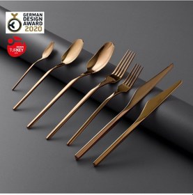 Resim Jumbo 5100 Quartz Titanyum Bronz 12 Kişilik 84 Parça Çatal Kaşık Bıçak Seti Titanyum Bronz 