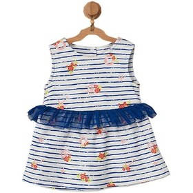 Resim Andywawa Kız Bebek Çiçek Motifli Lacivert Tüllü Elbise AC22558Rep 