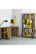 Resim Variant Mobilya Box Çalışma Masası Ve Kitaplık Takımı - Ceviz / Sarı 