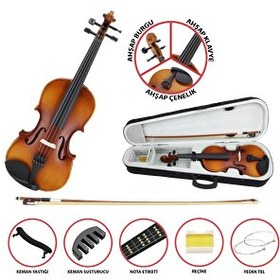 Resim Jwin VL-800S 4/4 Çantalı Tam Boy Keman Seti - Mat Ahşap 