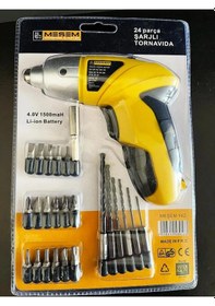 Resim Meşem Meşem24 Parça Şarjlı Tornavida Seti 4.0v 1500mah Li-on Batt 