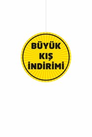 Resim cicigünler Büyük Kış Indirimi Yazılı Sarı Renk Çift Yön Baskılı Mağaza Dönkartı 