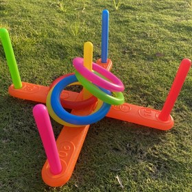 Resim AHAYUAN Bahçe halka oyuncağı seti, plajlar, çimler ve diğer alanlarda iç ve dış mekan spor aktiviteleri için uygun - 21 tatil ve dört mevsim için mükemmel hediye - en fazla 4 kişiyle eğlence 