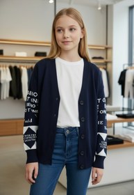 Resim Minimoda Kids Kız Çocuk Kollarda Yazı Desenli Hırka 