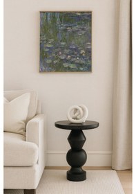 Resim Masif Ahşap Siyah Tekli Yan Sehpa Doğal Ahşap Mantar Tasarım Siyah 