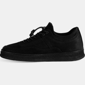 Resim Desa Erkek Siyah Bağcıklı Nubuk Deri Sneaker 