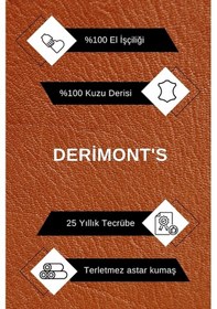 Resim Hakiki Kuzu Derisi Düğmeli Blazer Ceket Kahverengi Kahverengi 