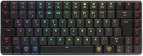 Resim Rampage W-GRANITE Siyah/Gri Low Profile BLUE SWITCH Q RGB 2,4 ghz+ BT Mekanik Gaming Oyuncu Klavye 