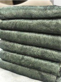 Resim Çelikgürü Süngerli Koltuk Çekyat Örtüsü Damar Desenli Parlak Ve Haki Yeşil 