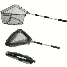 Resim 1 adet Balık Ağı Minnow Ağları, Alüminyum Katlanabilir Teleskopik Balıkçılık Sapı ve Naylon Örgü ile, Tuzlu Su Tatlı Su için Küçük Balık İndirme Ağı 