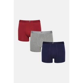Resim Erkek Burgundy 3lü Çok Renkli Boxer 