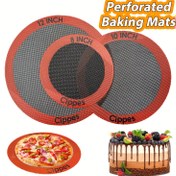 Resim Cippes Nano Delikli Yuvarlak Fırın Matları Seti - 20.32/25.4/30.48 cm, Isıya Dayanıklı, Yapışmaz Silikon Tabaklar Fırın ve Mikrodalga İçin - Pies, Kekler ve Ekmekler İçin İdeal - Noel, Cadılar Bayramı, Şükran Günü, Sevgililer Günü ve Anneler Günü İçin Mükemmel 