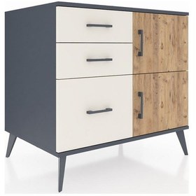 Resim Kronos Şifonyer Tek Raflı 3 Çekmeceli 2 Kapaklı 88x59x80 Antrasit-çam/aytaşı Çam/aytaşı 