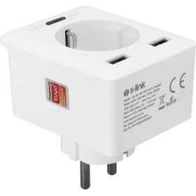Resim S-Link Swapp SL-04 10A Akım Korumalı Akıllı Priz 2 USB 2.4 Ghz Wifi TUYA Destekli 