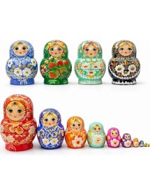 Resim MiraLive 10'lu Ahşap Matruşka Seti ALK5380 