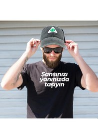 Resim Perlotus Vintage Yıkamalı Pamuk Şapka Dört Yapraklı Yonca Nakışlı Yeşil Siyah 