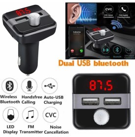 Resim Profisher Bluetooth Lcd Araç Kiti Fm Verici Çift Çift Usb Araç Şarjı Dc 5v 3.1a 