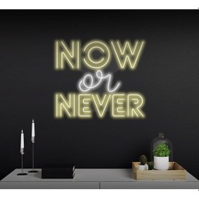 Resim Now Or Never Yazılı Neon Tabela Sarı 