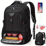 Resim Chuangyinshop Nubıly 50l Siyah 17.3 Isı Yalıtımlı Laptop Sırt Çantası Şarj Portlu Erkekler İçin Seyahat Okul İş Çantası - Siyah 