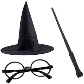Resim Okyanuss Accessories Harry Potter Siyah Şapkası Harry Potter Gözlüğü Harry Potter Asası 3 lü Set 