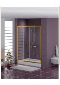 Resim Blackline İki Duvar Arası Gold Duşakabin Temperli Cam H: 190 150 x 159 CM 