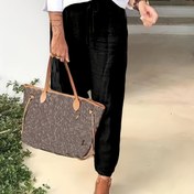 Resim Kadınlar için Rahat Düz Renk Pantolon, Elastik Bel ve Bol Kesim - Konforlu Düz Bacak Tasarımı, Yan Cebi, Tüm Mevsimler için Çok Yönlü Pantolon, Rahat Moda, Basit Desen, Dayanıklı Kumaş 