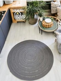 Resim Yıkanabilir Hasır, Kilim/Paspas, Yolluk, Desenli, Kolidor, Balkon, Mutfak, Halısı, Dekoratif Paspas 80 x 80 Antrasit 