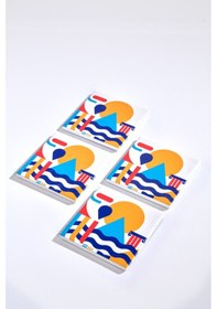 Resim Türkiye Tasarımı Piktogram 4'lü Seramik Bardak Altlığı Çok Renkli 