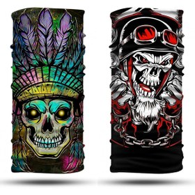 Resim dairaksesuar 2'li Set Bandana Erkek Bandana Kadın Bandana Motosiklet Bandana Boyunluk Balaklava Outdoor 