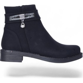 Resim Alens A4 Siyah Nubuk Kadın Düz Bot Siyah 