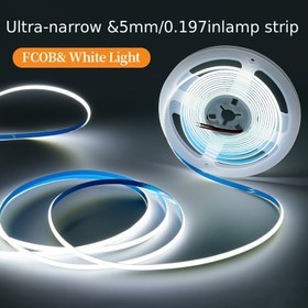 Resim 196.85 inç 12V Cob Led Şerit Işıkları, 5mm Genişlik, Evde Yaşam Odası Dekorasyonu Arka Plan Gece Lambası, Esnek Dekor LED Aydınlatma (Fişsiz), Cadılar Bayramı, Noel, Doğum Günü Partileri için 