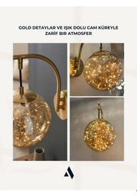 Resim Glow Cam Peri Led Aplik Gold & Gümüş Gövde, Dekoratif Duvar Aydınlatma Gold 