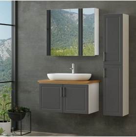 Resim Minar Sanya Banyo Dolabı 100cm As2k+2k2a+tzg+boy Beyaz Antrasit 