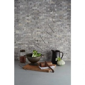 Resim Markataş 2,5X5Cm Silver Traverten Doğal Taş Patlatma Mozaik 