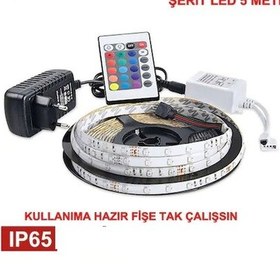 Resim 5 Metre 16 Renk Rgb Şerit Led İç Dış Mekan Silikonlu Set Dekor (302973059) 
