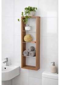 Resim Modern Pleksi Duvar Rafı Organizer Demonte Mdf Duvara Monte Dekoratif Raf, Mutfak Banyo Salon İçin Şeffaf Raflı Minimalist Duvar Rafı 20x60 Cm 