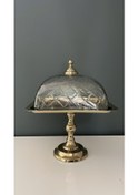 Resim Lamedore Kare Ayaklı Cam Kapaklı Kek Standı Gold 24x24x35 Cm 