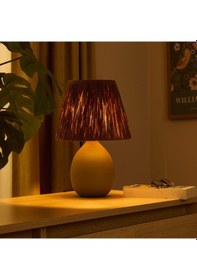 Resim Design Rond Seramik Abajur - Yeşil / Kahverengi - 37x24x24 Cm Çok Renkli 