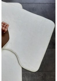 Resim Ultrasoft Düz Krem 2'li Banyo Halısı Paspası Seti Kaymaz Taban Krem 