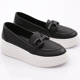 Resim Dgn 480 Kadin Metal Tokali Loafer Ayakkabi 480-1567-R1534 Siyah 