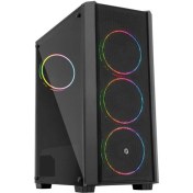 Resim FRISBY FC-9420G 600W 80+ BRONZE 4X120MM DOUBLE SLIM RING RGB FAN USB 3.0 MİDİ TOWER SİYAH KASA 