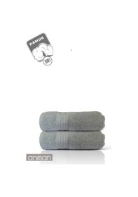 Resim 2'li Boncuk Gri El Havlusu - 50x90 Cm, 225 Gr, %100 Pamuk, Spa Ve Otel Havlusu, Günlük Kullanıma Uygun Gri 