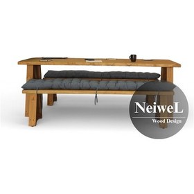 Resim Neiwel Bues Doğal Ahşap Banklı Toplantı Masasıı x 80 x 240 Açık Ceviz 