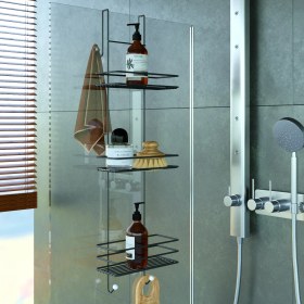 Resim Tekno-tel LM066 3 KATLI BANYO DUŞAKABİN RAFI MAT SİYAH LM066 
