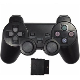 Resim Siyah-kablosuz Gamepad Sony Ps2 Denetleyicisi İçin Playstation 2 Konsolu Joystick Çift Titreşim Şok Joypad Kablosuz Controle 