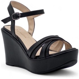 Resim Lameira Düz Dolgu Topuk Çapraz Kadın Sandalet Siyah 