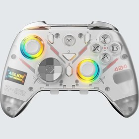 Resim Coverzone Hall Efect Kablosuz Oyun Kolu, RGB Şarj İstasyonlu, 3 Modlu Hassas Tetik, Drift Önleyici Joystick, Değiştirilebilir D-Pad, Kablosuz Bluetooth 2.4G PC Konsol Uyumlu | Aolion K20 (Beyaz) 