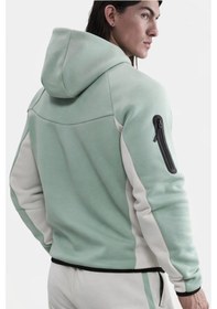 Resim Nike Tech Fleece Full Zip Windrunner Hoodie Kapüşonlu Unisex Sweatshirt Yeşil Krem Yeşil 